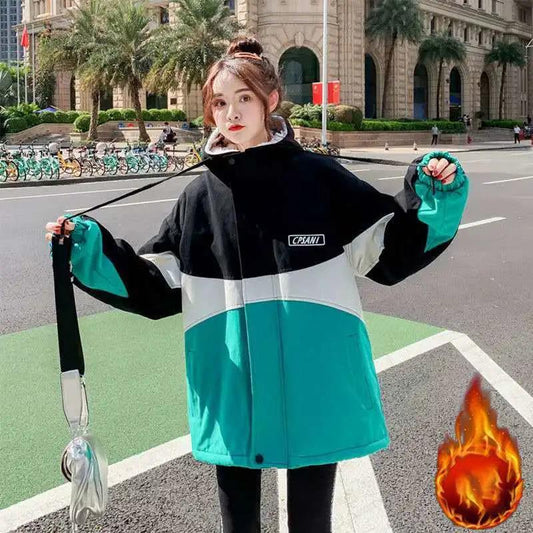 Winter Coat Women's Mid-length Student Korean Version Loose Plus Velvet Thick Coat Cotton Coat Lamb Velvet Jacket Hooded Sweater