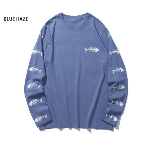 High Street Long-sleeved T-shirt Lovers Hip-hop Style Loose Autumn Clothes Pure Cotton Bottoming Shirt Sweater