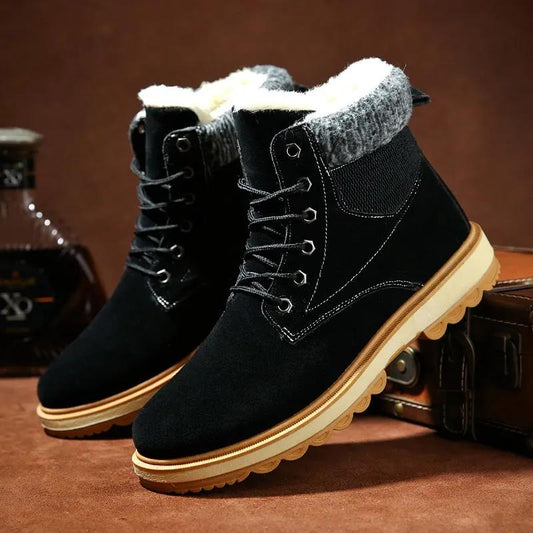 Plush Men's Winter Snow Boots High-top Thick Warm Cotton Shoes Men's Short Boots