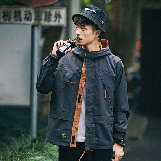 2021 New Spring and Autumn Coat Men's Trend Handsome Loose Jacket Casual Wild Hooded Jacket