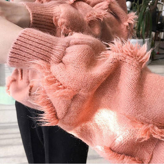Large Size Warm Sweater Cashmere Turtleneck Sweater Female Autumn and Winter Long Sleeve Round Neck