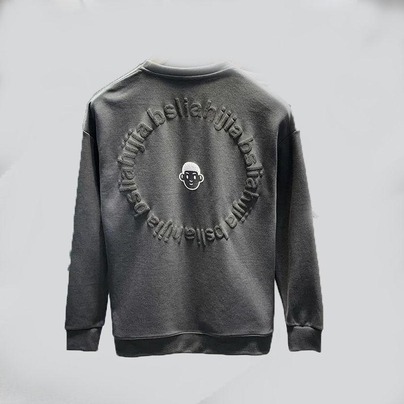 Sweatshirt Men's Autumn and Winter Plus Velvet Thick Printing Round Neck T-shirt Pullover Jacket