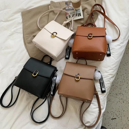 Soft PU Leather School Satchel Women's Backpack Casual Multilayer Large Capacity College Shopping Travel