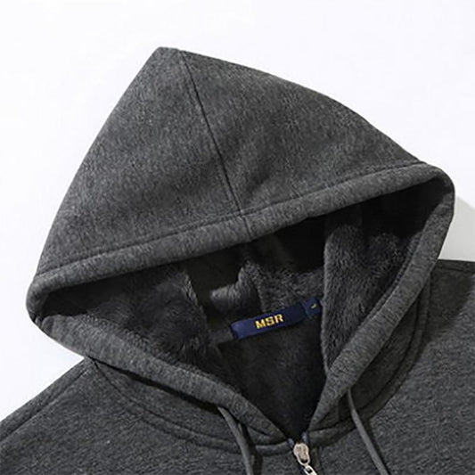 Autumn and Winter Sweatshirts Plus Fat Plus Size Plus Velvet Thick Men's Sweater Pure Cotton Hooded Zipper Fat Sweater