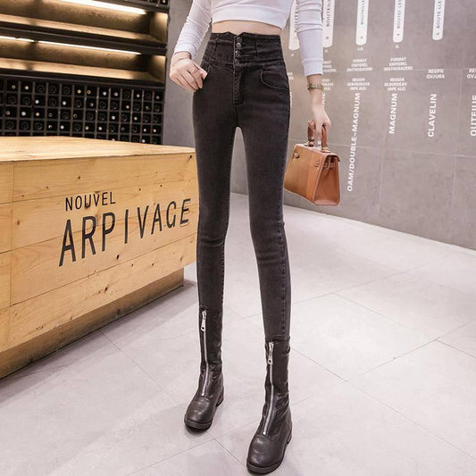 Fashion Slim High Waist Women Jeanssolid Casual Skinny Denim Pencil Jeans Butt Lift Pants