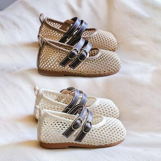 Children's Shoes Korean Girl Princess Shoes Breathable Hollow Net Sandals Children 1-2 Years Old Soft Sole Toddler Shoes