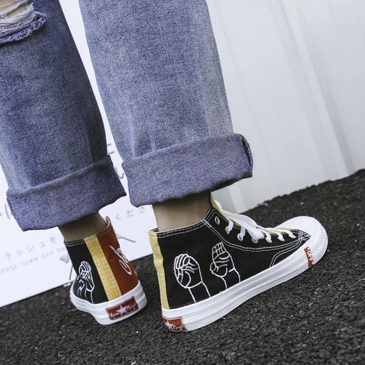 Couple Shoes Fashion Women Canvas Shoes High Top Sneakers Men Flats Shoes White Black Casual Shoes Tenis Feminino