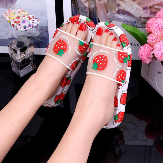 Summer Ladies Cartoon Non-slip Sandals Slippers Home Soft-soled Bathroom Slippers Cartoon Cute Thick-soled Slippers