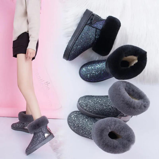 Thickened Snow Boots Women's Short Tube Short Boots with Wool Winter New Non-slip Thick Warm Cotton Shoes Plus Cashmere Boots for Children