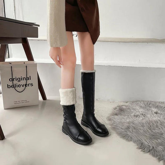 Cotton Boots Women's Winter Warm Style Plus Velvet Thick Snow Boots All-match Short Mid-high Boots