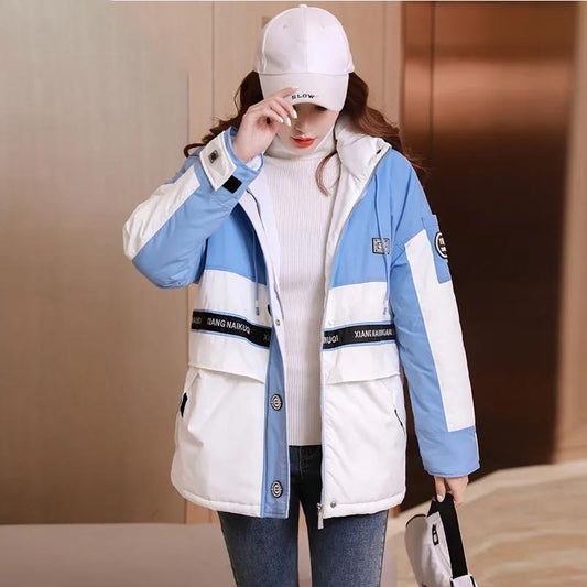 Women's Fleece Jacket Parker Cotton Clothes Loose Ins Autumn and Winter Hong Kong Style Thickened Tooling Jacket Casual Sports Cotton Padded Jacket