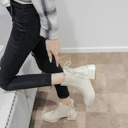 Women's Boots Mid-heel Thick-heeled High-heeled Shoes Spring Autumn All-match Single Boots Martin Boots Short Boots Women