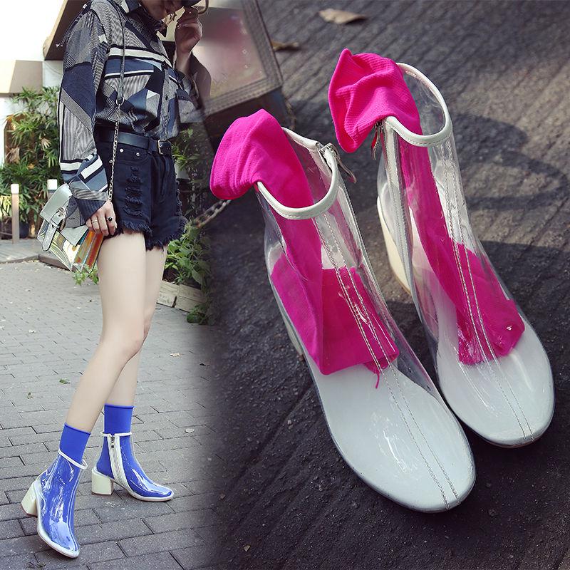 Transparent High Heel Shoes Fashion Casual Shoes Female 2020 New Ins Recommened High -Top Women Lightweight Sneakers