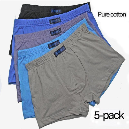 5-pack Men's Cotton Boxer, Breathable Four-corner Solid Color Underwear, Cotton Underwear, Sweat-absorbent, Sexy Loose Bottom Pants