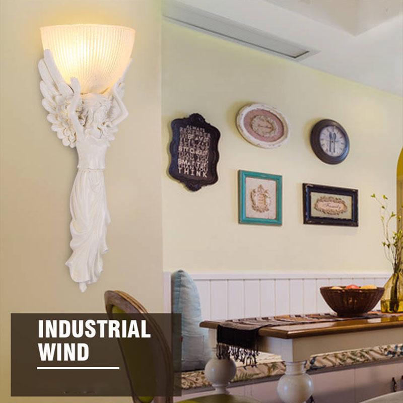 Goddess angel decorative wall lamp living room bedroom bedside aisle creative retro wall lamp gold
