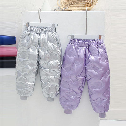 Children's Down Jacket Suits Boys and Girls White Duck Down Jacket Winter Sports Pants Jacket Trousers Two-piece Set Cotton