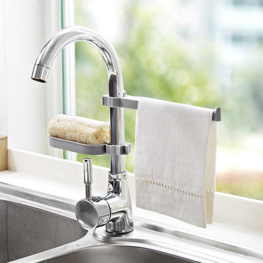 Sink Hanging Storage Rack Sponge Storage Holder Bathroom Kitchen Faucet Clip Dish Cloth Clip Drain Shelf Faucet Rack