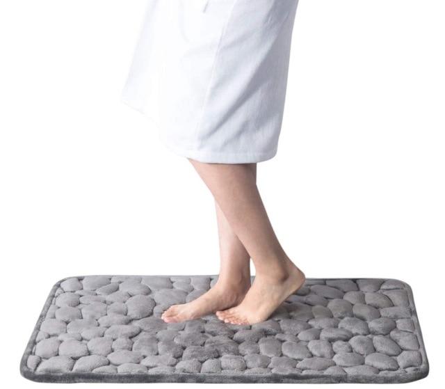 Cobblestone Embossed Bathroom Bath Mat Non-slip Carpets In Wash Basin Rug Shower Room Doormat Memory Foam Pad