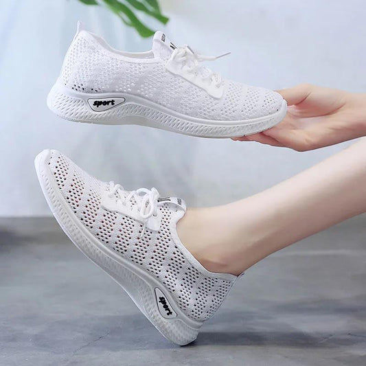 Women's Shoes Summer Flying Woven Sneakers Breathable Mesh Shoes Soft Sole Wear-resistant Casual Shoes