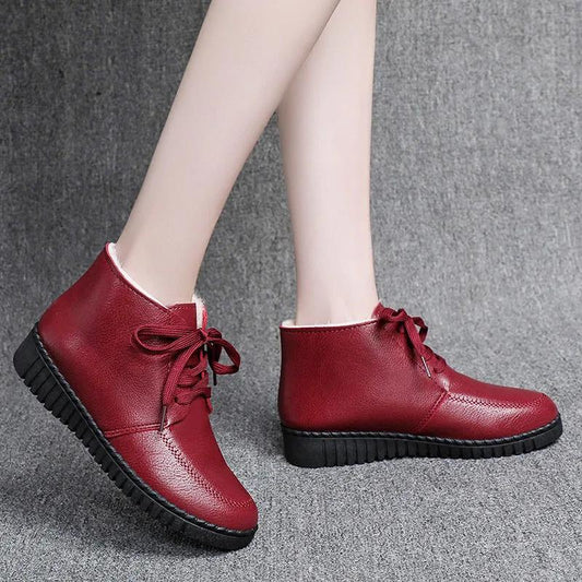 Cotton Shoes Women's Winter Plus Velvet Thick Warm Short Boots Non-slip and Anti-slip Comfortable Shoes with Horizontal Soles