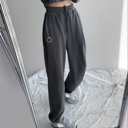 Casual Pants Autumn Women's High Waist Straight Drawstring Feet Summer Loose and Thin Sports Sweatpants Tide