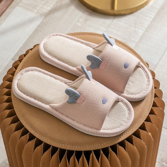 Cotton Linen Slippers Home Indoor Linen Slippers Female Spring and Autumn Non-slip Net Celebrity Cute Thick-soled Slippers