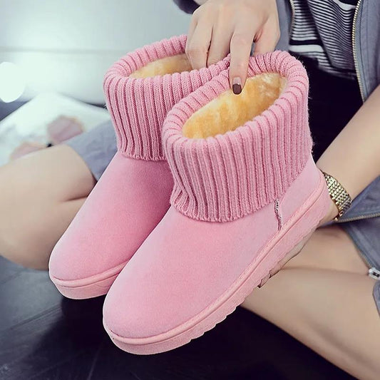 Winter Snow Boots Women's Short Boots Flat Non-slip Cotton Shoes Thickened Warm Cotton Boots