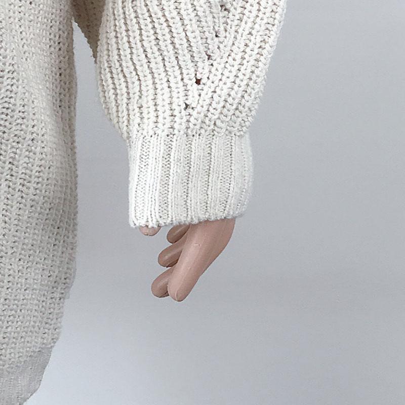 Ladies Half-neck Oversized Sweater Long Solid Color Autumn and Winter Warm Elegant Sweater Dress