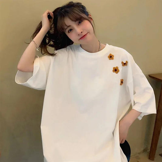 Women's Summer Loose Round Neck Printed All Match Top Short Sleeve T-shirt