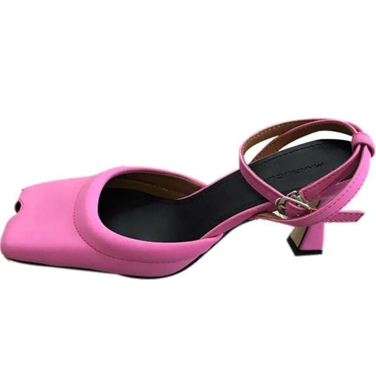 French High-heeled Shoes Temperament Baotou Niche Medium-heeled Shoes Fashion Sandals