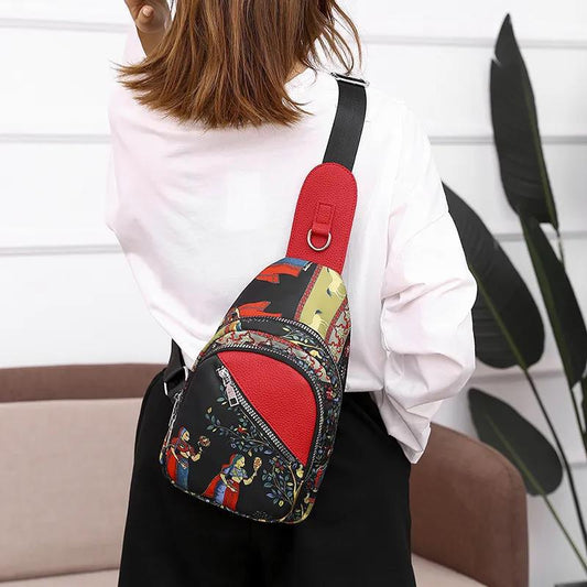 Unisex PU Sling Bag Outdoor Sports Waterproof Travel Men Women Shoulder Bag Home Supplies Crossbody Chest Bag for Gift
