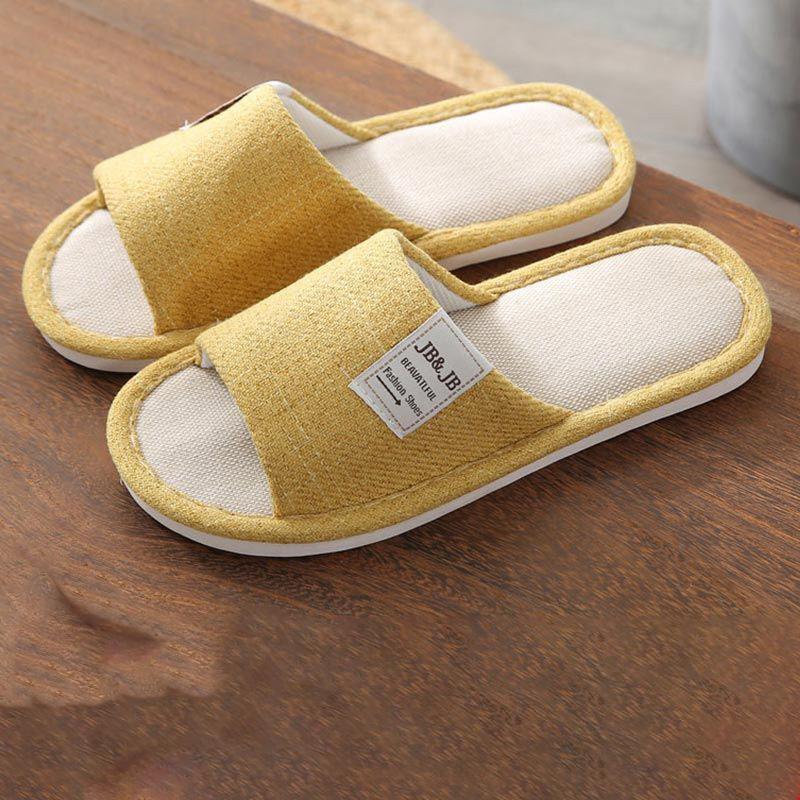 Linen Slippers Household Thick-soled Non-slip Indoor Cotton and Linen Spring and Autumn Four Seasons Home Soft-soled Floor Slippers Couple Women