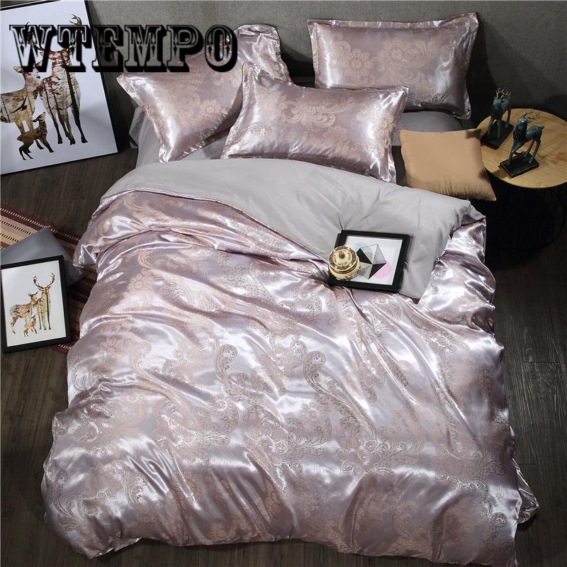 urope Palace Satin Bedding Set Luxury Jacquard Silk Cotton Duvet Cover Bed Sheet Pillowcases