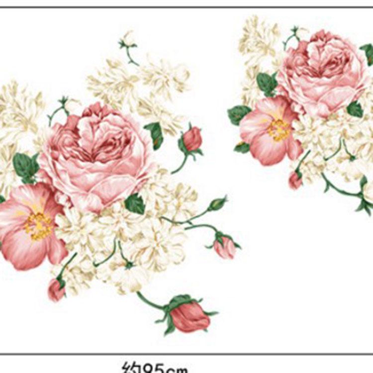 Peony flower three generations removable wall stickers TV sofa bedroom living room wall stickers