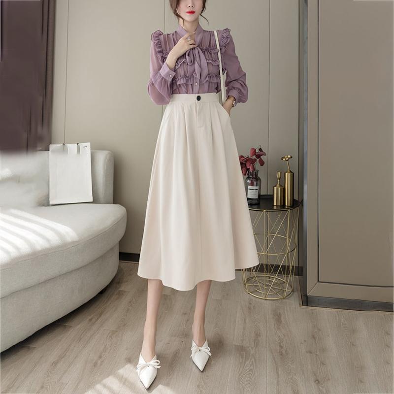 Women Skirt Mid-length A-line Skirt Plus Size Fairy Skirt Summer Ruffled Sandy Beach Vacation Daily