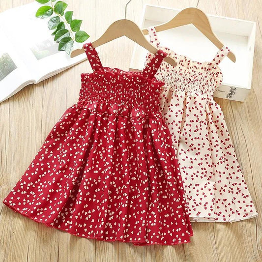 Girls Suspender Dress Summer Polka Dot Dress 4-8 Year Old Girls Fashionable Dress