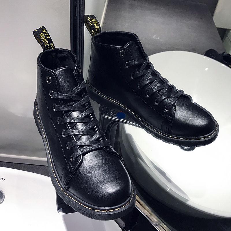 Autumn High-top Leather Shoes British Style Wild Student Martin Boots Men's Casual Working Boots