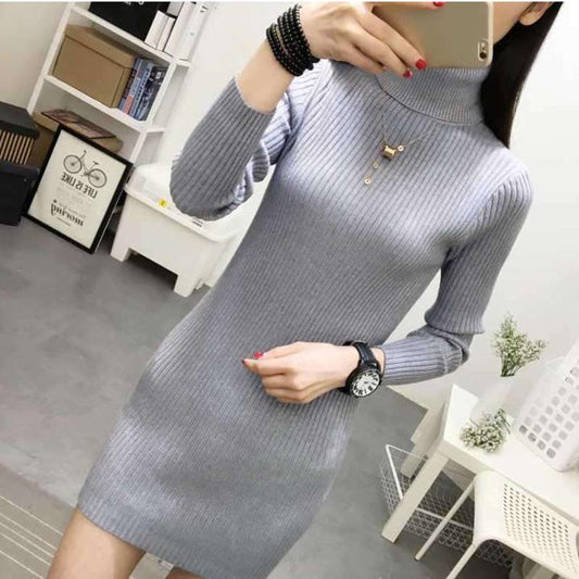 Autumn and Winter Turtleneck Sweater Women Pullover Mid-length Slim-fitting Thick Tight Knit Bottoming Shirt