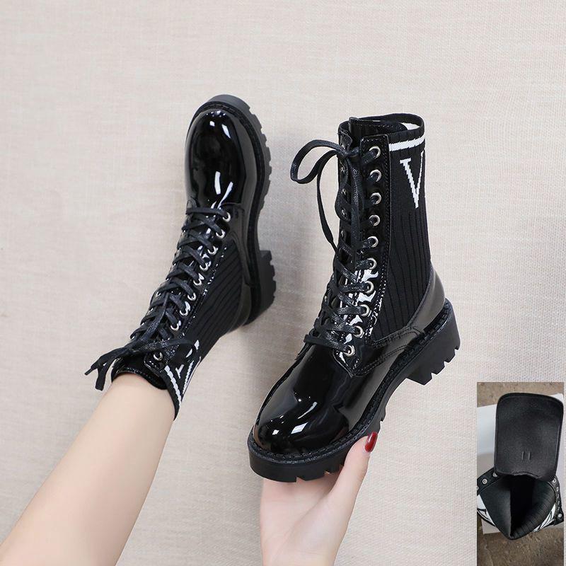 Women's British Style Martin Boots Plush Fleece Boots Winter All-match Flat Motorcycle Boots