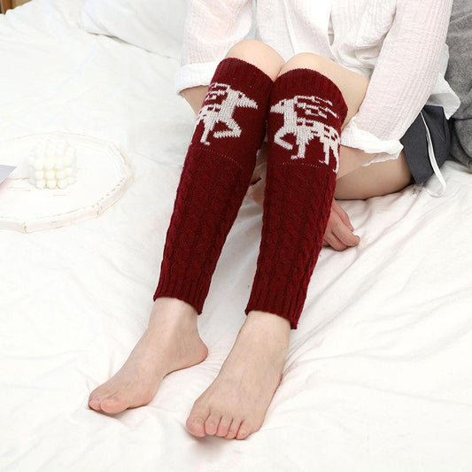 Wool Warm Thickening Pile of Stockings Long Socks Protection Leg Knee Protection Joint Old Cold Leg Autumn and Winter Female Elk