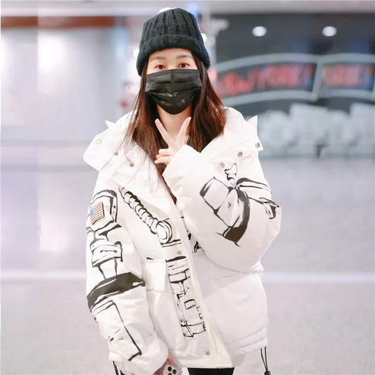 Bear Down Jacket Women's Lovers Wear Men's Space Astronaut Jacket Short