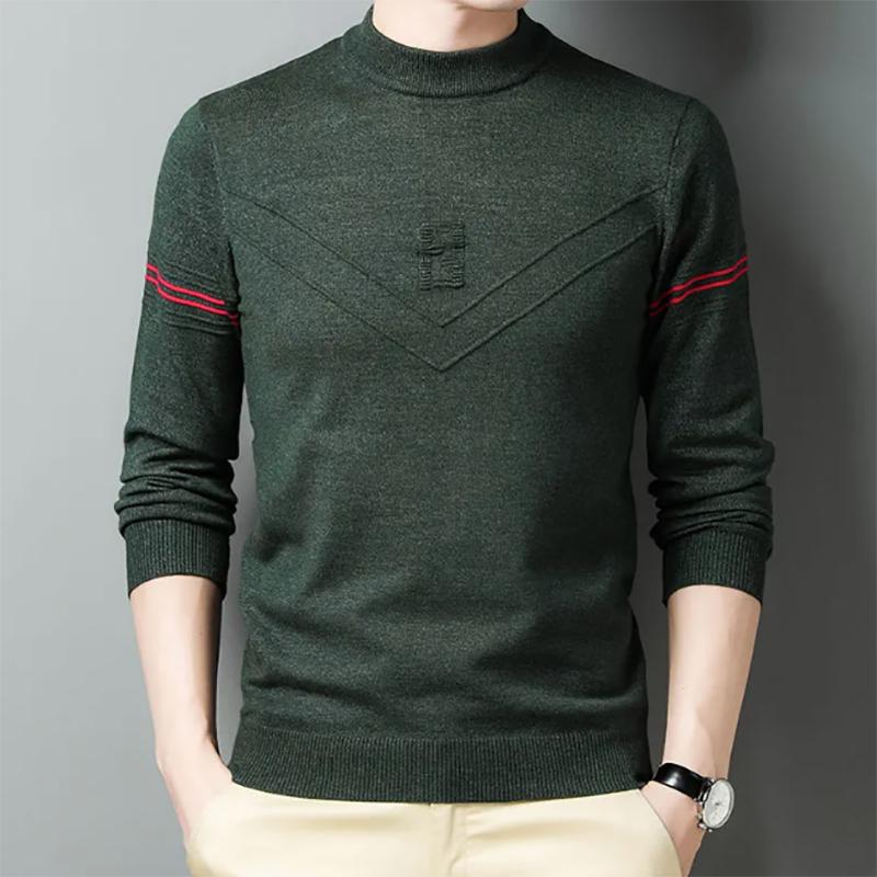 Men's Sweater Knit Sweatershirts Long-sleeved Slim Bottoming Sweater Autumn Casual Young Men's Plus Size Sweater