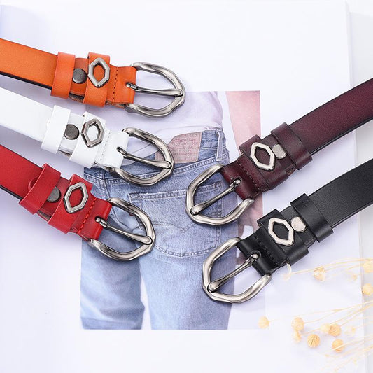 Belts Women's Leather Round Metal Circle Waist Belt for Women Jeans Pants
