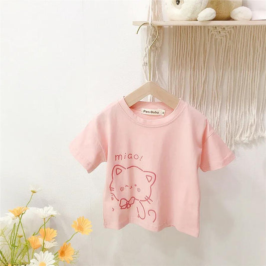Kids Girl T Shirt Summer Baby Cotton Tops Toddler Tees Clothes Children Clothing Cartoon T-shirts Short Sleeve Casual Wear