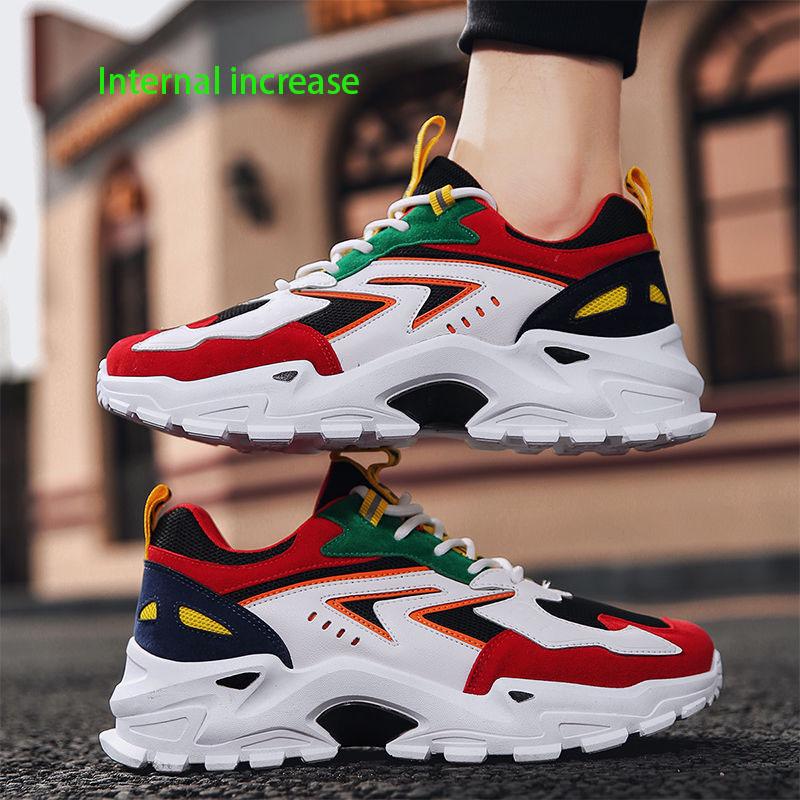 Clunky Shoes for Men Lace Up Thick Sneakers Increase High Anti-slip Casual Sports Shoes for Lovers