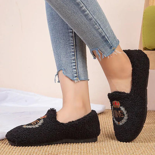 Women Doudou Shoes Autumn and Winter Plus Fluffy Shoes Women's Flat Outer Wear Cotton Shoes
