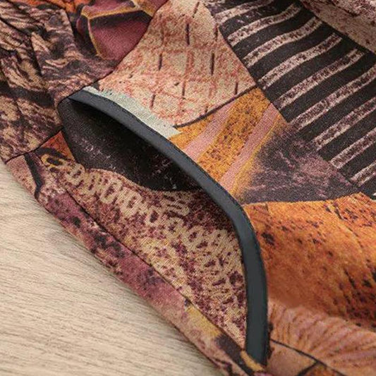 Cotton-containing Loose Large Size Retro Printing Ladies Summer Suit Casual 2021 Female