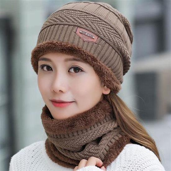 2Pcs Hat + Scarf Set Fashion Girls Lovely Gifts Unisex Warm Knitted Hat + Muffler Snowflake