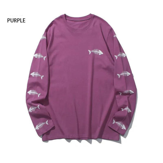 High Street Long-sleeved T-shirt Lovers Hip-hop Style Loose Autumn Clothes Pure Cotton Bottoming Shirt Sweater