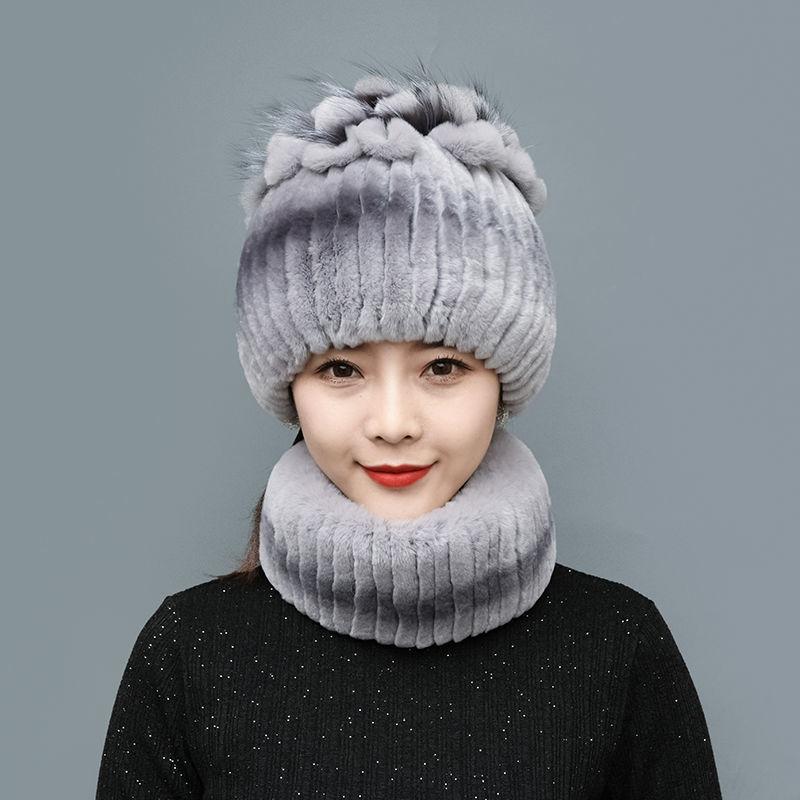 Rex Rabbit Fur Hat Autumn and Winter Fur Hat Tassel Woolen Hat Thick Warm Ear Protection Fur Hat